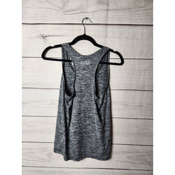 Under Armour Womens Tank Top Shirt Gray Black Heathered Heat Gear Racerback XS - Picture 2 of 6